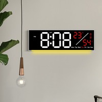 Huayang 6677 RGB Ambiente-Licht LED Digitaluhr Wand- und Tischuhr Doppelnutzung Doppelalarm Timer Temperatur Wochentag Datum Automatische Dimmung
