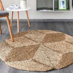 Alfombras de Jacinto de Agua y Pasto Marino Tejidas Naturales, Alfombras de Yute Hechas a Mano Duraderas para la Decoración de una Sala de Estar Moderna y Acogedora - Product Image 1