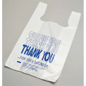 Sac de t-shirt d'épicerie avec logo personnalisé sacs en plastique pour aliments et légumes sacs à provisions en plastique - Product Image 1