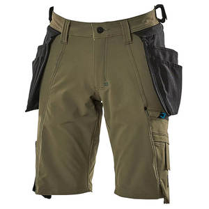 Shorts cargo décontractés en coton de haute qualité pour hommes, motif uni, haute visibilité, multi-poches, pour le travail et les activités de plein air - Product Image 1