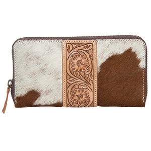 New Premium High Quality Women's Luxury Zipper Clutch With Hand Tooled Floral Design Amazing Satchel Leather Customize Colors - Product Image 3