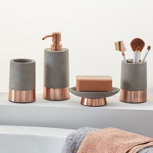 Copper Fineshed Bathroom <b>Set</b> OF 4 With Tumbler Brushholder <b>Soap</b> dispenser Superior Quality Size & Shape Bathroom Accessories - Product Image 1