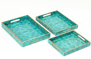 Bandeja decorativa de esmalte de madera hecha a mano artística tallada a mano y pulida a mano para decoración clásica elegante del hogar táctil - Product Image 2