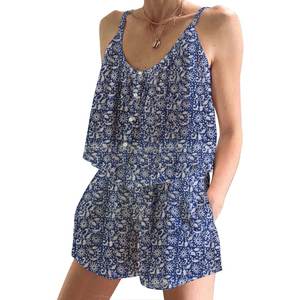 Conjunto de Pijama Corto de Verano para Mujer, Elegante Conjunto de Pijama Floral de Primavera/Verano, Ajustado, con Tirantes, sin Mangas - Product Image 1