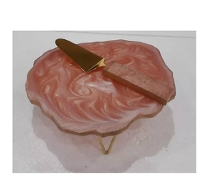 Classic Design Resin <b>Cake</b> Platter With Metal Stand And <b>Cake</b> <b>Server</b> Knifes Set For Wedding & Birthday Party Events At Best Price - Product Image 2