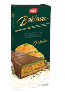 Barre de baklava au chocolat au lait sucré de qualité supérieure, garnie de crème et de morceaux de bonbons - Product Image 1