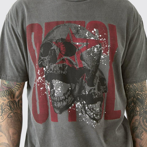 Venta al por mayor de camisetas impresas con diseño de lavado ácido para hombres 100% algodón en blanco color sólido con tela de jersey con logotipo personalizado - Product Image 5