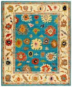 พรมถักไหมพรมขนแกะสไตล์ตุรกีโบราณหรูหราดีไซน์สีน้ำเงิน8x10สไตล์วินเทจโบราณ - Product Image 1