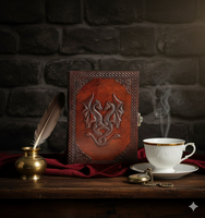 Handgefertigtes Vintage-Leder-Hardcover-Notizbuch mit Doppeldrachen-Motiv, unliniertes Papier, Künstlerskizzen-Geschenk, 100 Blatt