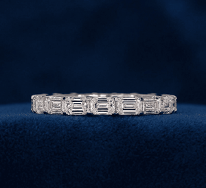 Anillo de Eternidad de Oro de 14K con Baño de Rodio, Elegante, con Diamante Cultivado en Laboratorio, Corte Esmeralda, 2.24CT, para Mujer - Product Image 1