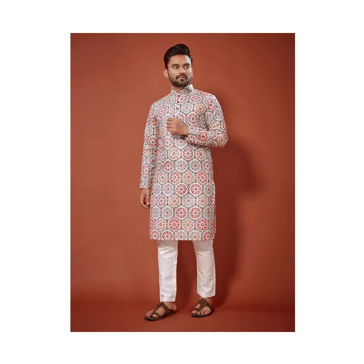 2023 ultimo arrivo abbigliamento etnico indiano abbigliamento tradizionale Chikan Work Mens Kurta pigiama Collection di Royal Export