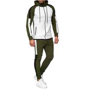 Traje de gimnasio personalizado de alta calidad para hombre, chándal informal de 2 piezas, cremallera completa, cuello con capucha, patrón sólido para invierno - Product Image 6