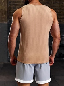 Camiseta sin Mangas para Hombre Ever Glow, Tejido Sólido de Poliéster/Algodón, Cuello Redondo, Casual, Talla Grande, Beige, Secado Rápido, Transpirable - Product Image 2