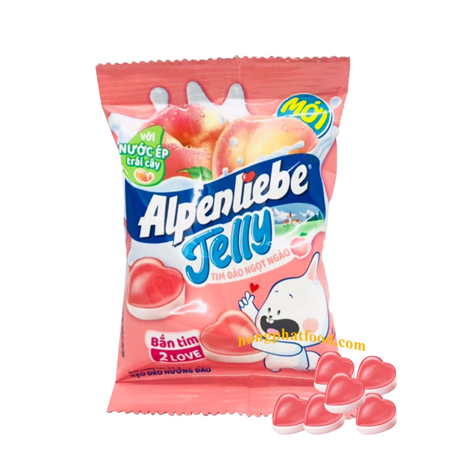 Экспортер Alpenlieb.e, мягкая конфета, пакет с ароматом персика, 24 г, сладкие Мармеладные Конфеты, желейные конфеты с фруктовым соком, кондитерские изделия из Вьетнама