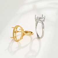 Bague semi-montée en argent sterling 925 véritable 10x14mm avec sertissage de griffes ovales vierges Bijoux faits main personnalisés Fournisseurs de gros