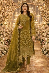 Vestido Anarkali/Salwar Kameez Reversible de Seda Georgette Ligero con Bordado Delantero y Trasero para Mujer/Niña, Ideal para Fiestas - Product Image 4