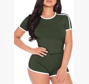 ชุดกางเกงขาสั้นคู่สำหรับผู้หญิงแบบลำลองสำหรับฤดูร้อนขนาดใหญ่พิเศษพิมพ์โลโก้ใหม่ - Product Image 1