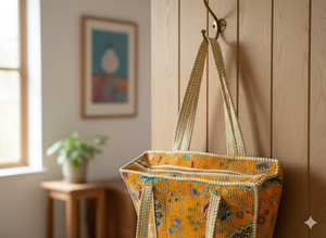 กระเป๋าโท้ทผ้านวมแฟชั่นลายดอกไม้ชาติพันธุ์ดีไซน์กว้างขวางน้ำหนักเบาเหมาะสำหรับการช้อปปิ้งและการเดินทาง - Product Image 2