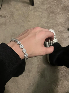 กำไลข้อมือเงินสเตอร์ลิงคิวบาสำหรับทั้งชายและหญิง925เงินแท้ประดับเพชรหลากสีลายหินสไตล์ฮิปฮอป - Product Image 2