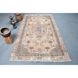 พรมตุรกีวินเทจขนแกะสีน้ำตาล4.6x7.8ft แฮนด์เมดสำหรับตกแต่งห้องโถง - Product Image 1