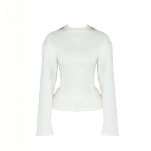 Sweat-shirt à col rond ample en tricot long imprimé pour femmes, en coton biologique 100% de qualité supérieure, nouveau design automne-hiver - Product Image 5