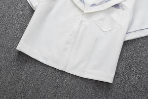 Costume d'uniforme scolaire japonais JK à manches courtes de style collège pour femmes en coton violet de haute qualité, robes d'école, haut de chemise - Product Image 4