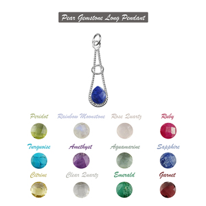 Collar con colgante largo de diseñador hecho a mano para niños, juego de piedras preciosas de rubí y pera chapadas en oro de 18 quilates en acero, joyería fina de latón - Product Image 6