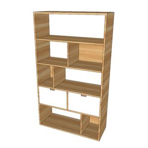 SFKS005-80x30x140cm Standing Type Wood <b>Bookshelf</b> with 2 Drawers Decorative Bookcase for Living Room - Product Image 1