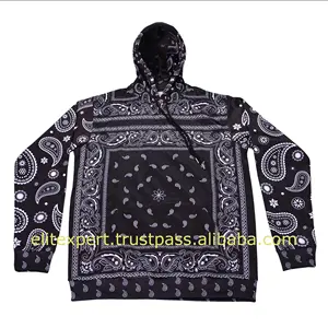 New Design Bandana Print High Quality Custom Streetwear Hip Hop Printed Men Hoodies Wholesale Breathable Hoodies and Sweatshirt