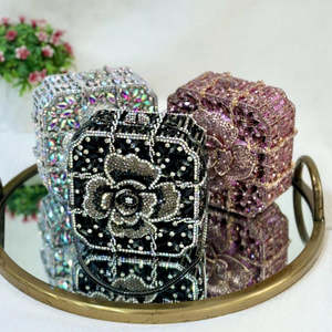 Sparkling Crystal Pearl PU Classic Casual Animal Print Clutch Wedding Bridal Party Evening Handbag Ladies Fashion Rhinestone - Product Image 2