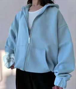 Sweat-shirt à capuche décontracté pour femme, coupe ample, en tissu tricoté 500 g/m², avec fermeture éclair brodée, collection automne-hiver 2026 - Product Image 2