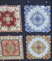 Carreaux de tapis en porcelaine de luxe 3D à fleurs dorées Carreaux de mur et de sol polis pour bureau Carreaux de tapis de qualité supérieure