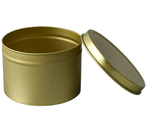 Pot à bougie en or avec couvercle pour bougie de mariage et d'anniversaire avec couvercle Bocaux en métal étain à haute foudre avec logo personnalisé imprimé - Product Image 1