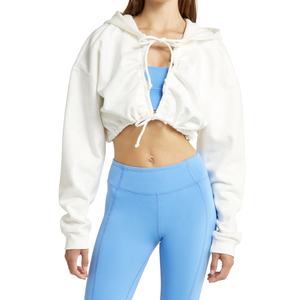 High Quality Custom Logo Printed Cotton Fleece Hoodie for Women Winter Knitted Coat with Block Color <b>Crop</b> <b>Top</b> and Front Logo - Product Image 3