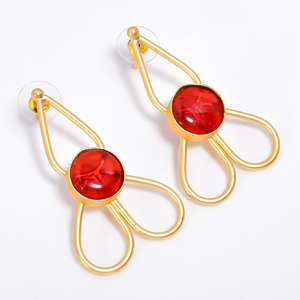 Pendientes de piedras preciosas de latón chapado en oro de 14K para niñas, regalo hecho a mano, fabricante de joyas de piedras preciosas de latón - Product Image 5