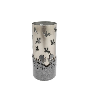 Ensemble de 3 bougeoirs votifs ronds en fer de petite taille en couleur nickel et argent pour les festivals de Noël et la décoration de table - Product Image 1