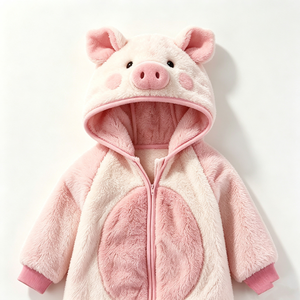 Pelele de Felpa Personalizado con Diseño de Cerdito Rosa, Relleno de Algodón PP, con Capucha, para Recién Nacidos, Unisex, Disfraz de Animal - Product Image 1