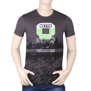 Camiseta estampada de manga corta con cuello redondo para hombre - Gris - Product Image 2