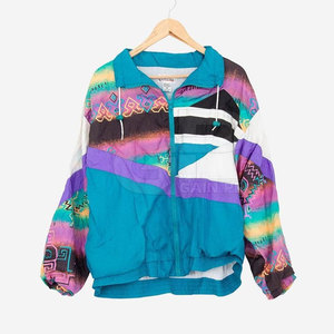 Geometric Print <b>Zip</b> <b>Up</b> <b>Jacket</b> 90s Street Style Bold Pattern Design Outerwear For Urban Casual Wear - Product Image 3