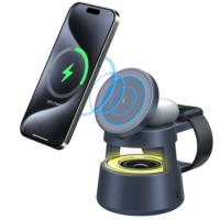 Handyständer mit Kabellosem Lautsprecher Kompatibel mit iPhone/iPad, Magnetisches Kabelloses Ladegerät mit Lampe für Zuhause, Büro, Outdoor