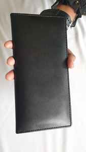 PU Leather Checkbook Cover for Men & Women Checkbook Holder <b>Wallet</b> <b>RFID</b> Blocking Custom Logo (Black Plain) - Product Image 3