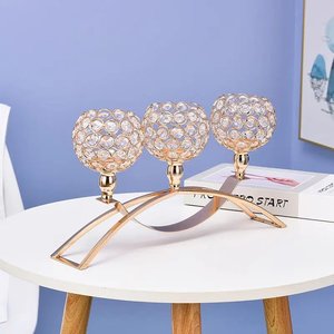 Candélabre de table de mariage en cristal Centre de table Trois boules de coupe en argent Tige pour décoration d'événement de mariage But - Product Image 5