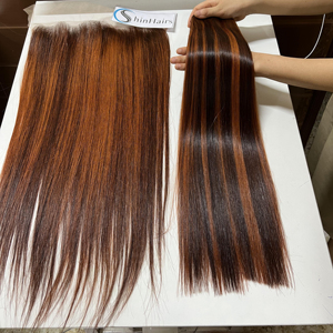 Venta caliente Extensiones de cabello de Vietnam Trama 100% Paquetes de cabello humano de color piano Extensiones de cabello de trama plana Virgen al por mayor - Product Image 1