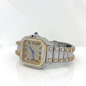 Montres personnalisées en acier inoxydable avec cadran romain de forme carrée, testeur de diamants VVS Moissanite, style Hip Hop - Product Image 3