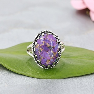Purple Copper Turquoise Ring 925 Sterling Silver Oval Gemstone Designer <b>Handmade</b> <b>Jewelry</b> for Women - Product Image 1