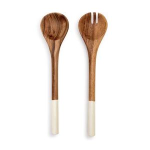 Ensemble de couverts à salade en bois naturel avec demi-poignée imprimée - Product Image 2