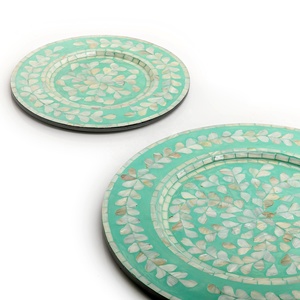 Plateaux ronds de chargement de serpillière assiettes de couleur Aqua plateau à Dessert du Ramadan islamique décoration du fabricant vietnamien - Product Image 2