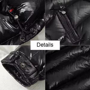 Veste matelassée en duvet de haute qualité avec logo personnalisé OEM, veste épaisse à capuche tendance pour homme, veste bomber d'hiver personnalisée, veste matelassée brillante pour homme - Product Image 6