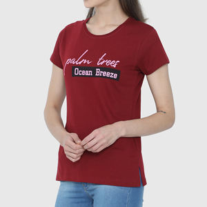 Camiseta sólida de algodón 100% para mujer, camiseta informal de manga corta con cuello redondo para mujer, nueva camiseta estampada transpirable para mujer - Product Image 2