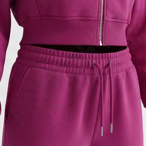 Conjunto Deportivo Informal de Dos Piezas para Mujer con Logotipo Personalizado, Top Corto y Pantalones Deportivos de Felpa, Ropa Deportiva al por Mayor - Product Image 5